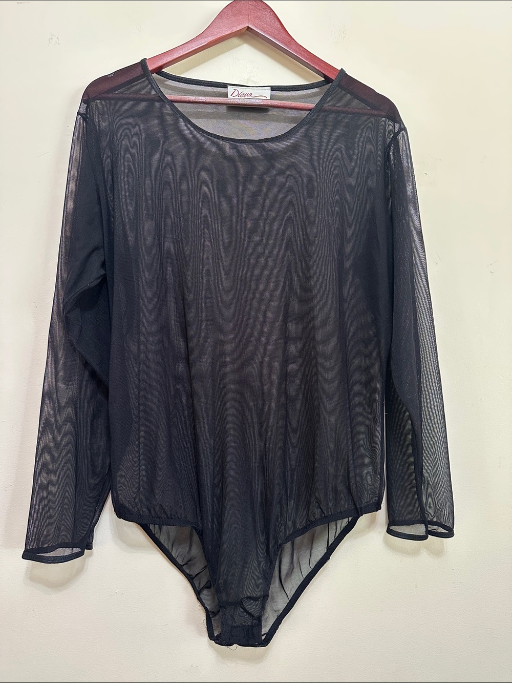 Diana Black Sheer Long-Sleeve Bodysuit